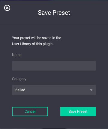 Save Preset
