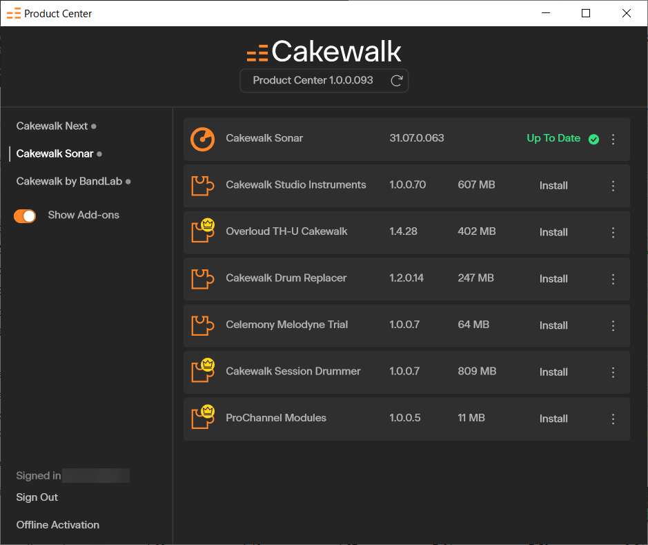 Cakewalk Product Center