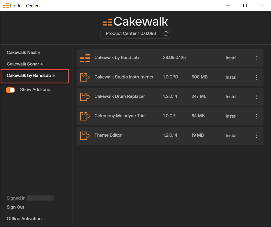 Cakewalk Product Center